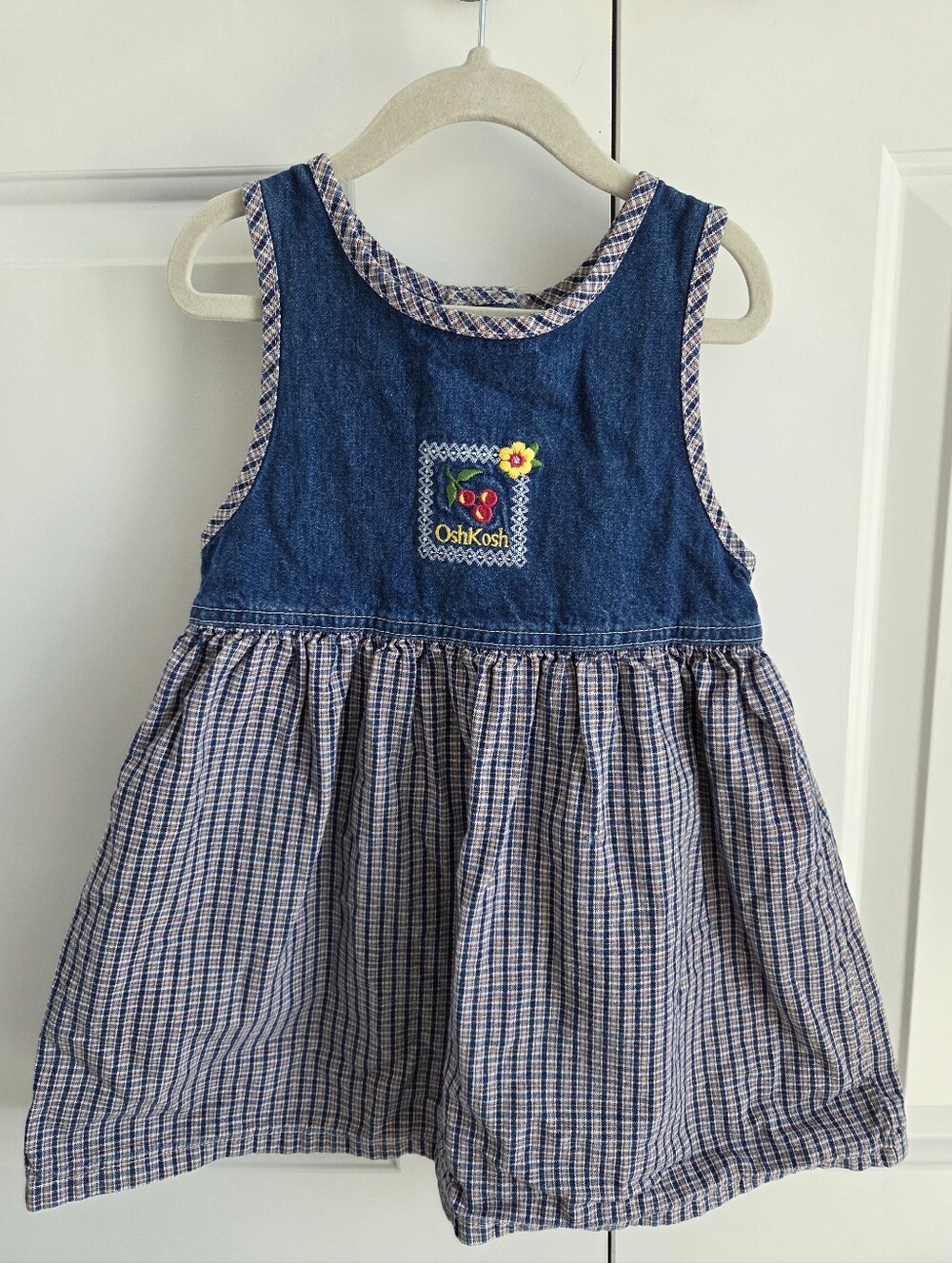 VINTAGE - OshKosh Denim & Plaid Toddler Dress - Size 3T